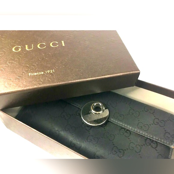 GUCCI CANVAS LEATHER LONG WALLET Vintage - Picture 1 of 11